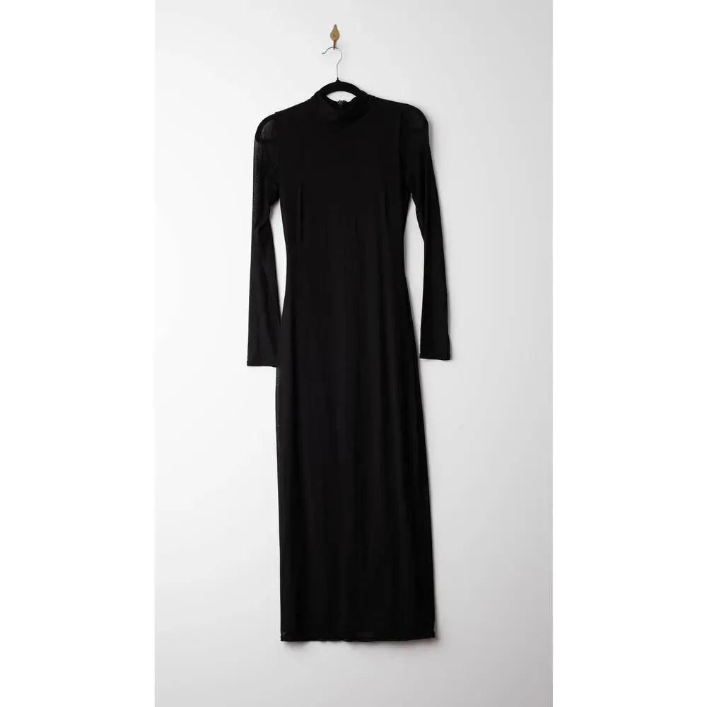 Saunders x RTR Mesh Black Mesh Midi Dress
